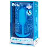 B-Vibe Vibrating Snug Plug 3 Large Weighted Silicone Plug Blue Default Title Butt Plugs - Vibrating